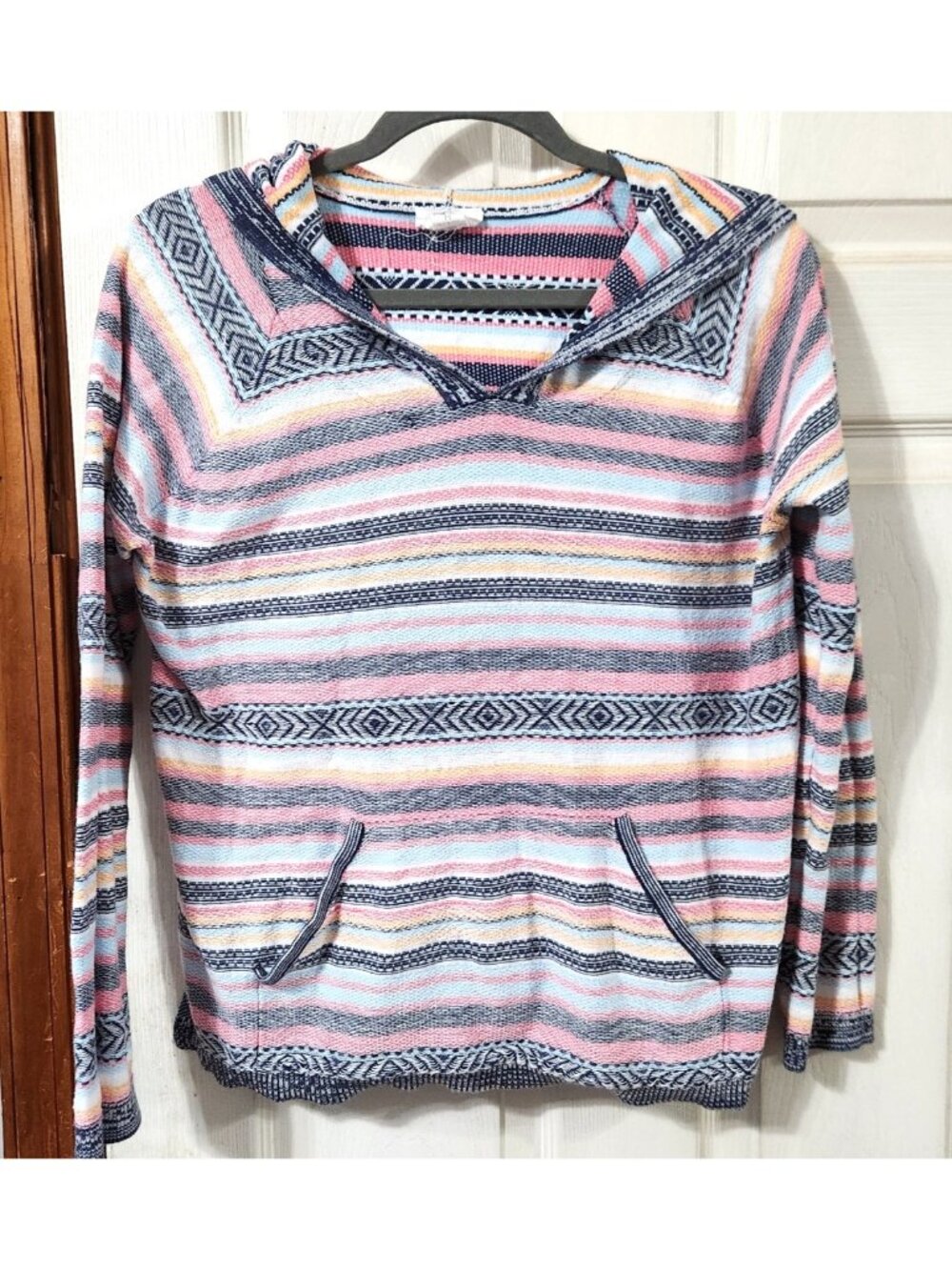 Loft Women's Southwest Striped Hoodie Pullover Multicolor Pattern Long Sleeve M